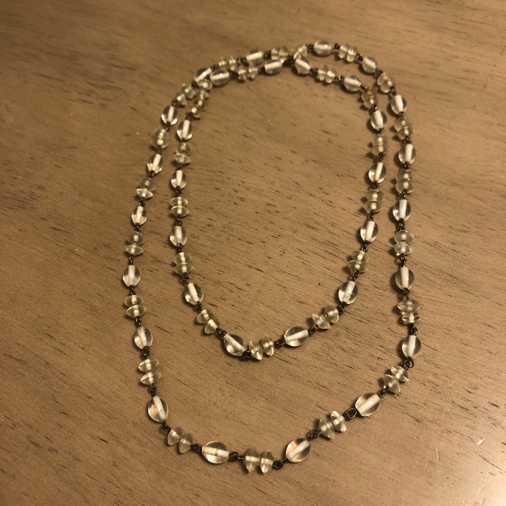 Jewelry - Vintage Clear and White Long Beaded Necklace